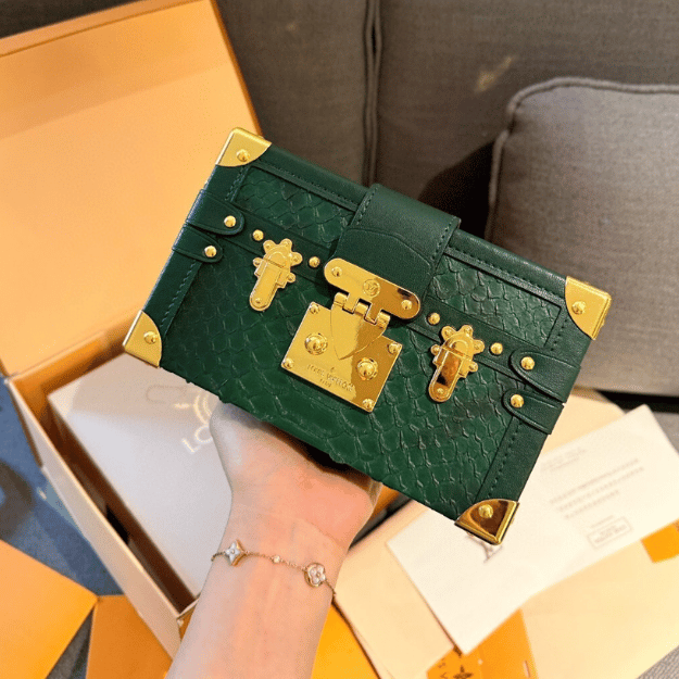 Louis Vuitton Side Trunk Mini Python Malle Green 7.5 Inches