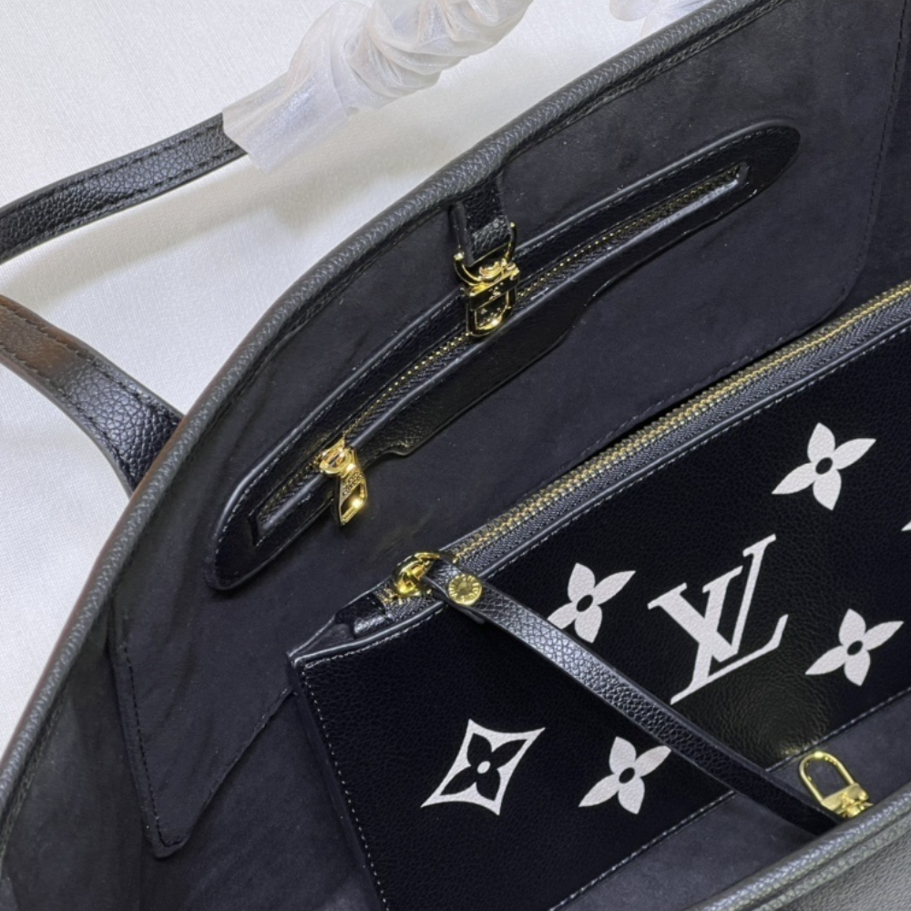 Louis Vuitton Neverfull Tote Bag Mm Monogram Black 12.2 Inches M46649