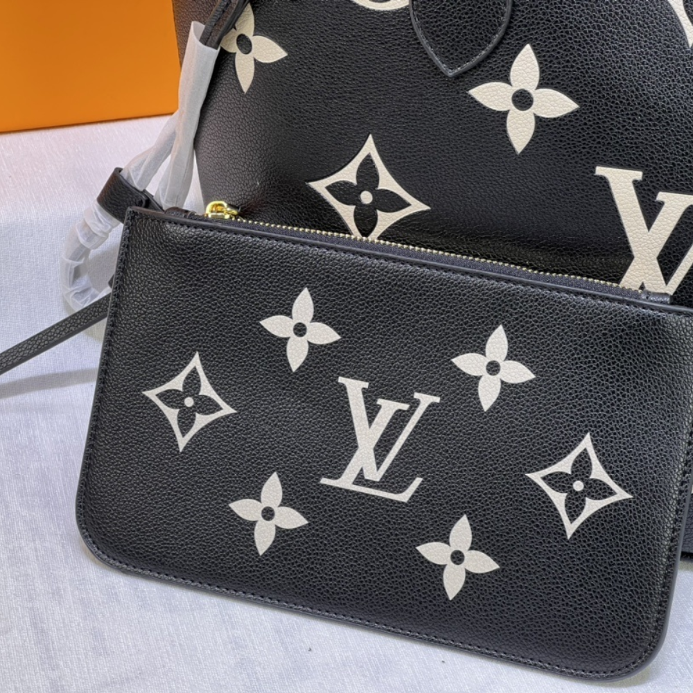 Louis Vuitton Neverfull Tote Bag Mm Monogram Black 12.2 Inches M46649