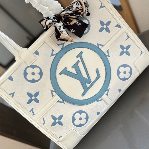 Louis Vuitton Onthego Tote Bag White / Blue 15.7 Inches