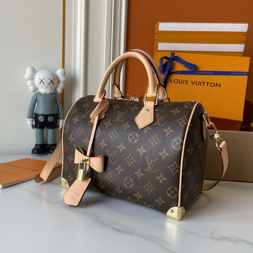 Express shipping-Louis Vuitton Speedy Bandoulière 25 Bag Brown 9.8 Inches M46977