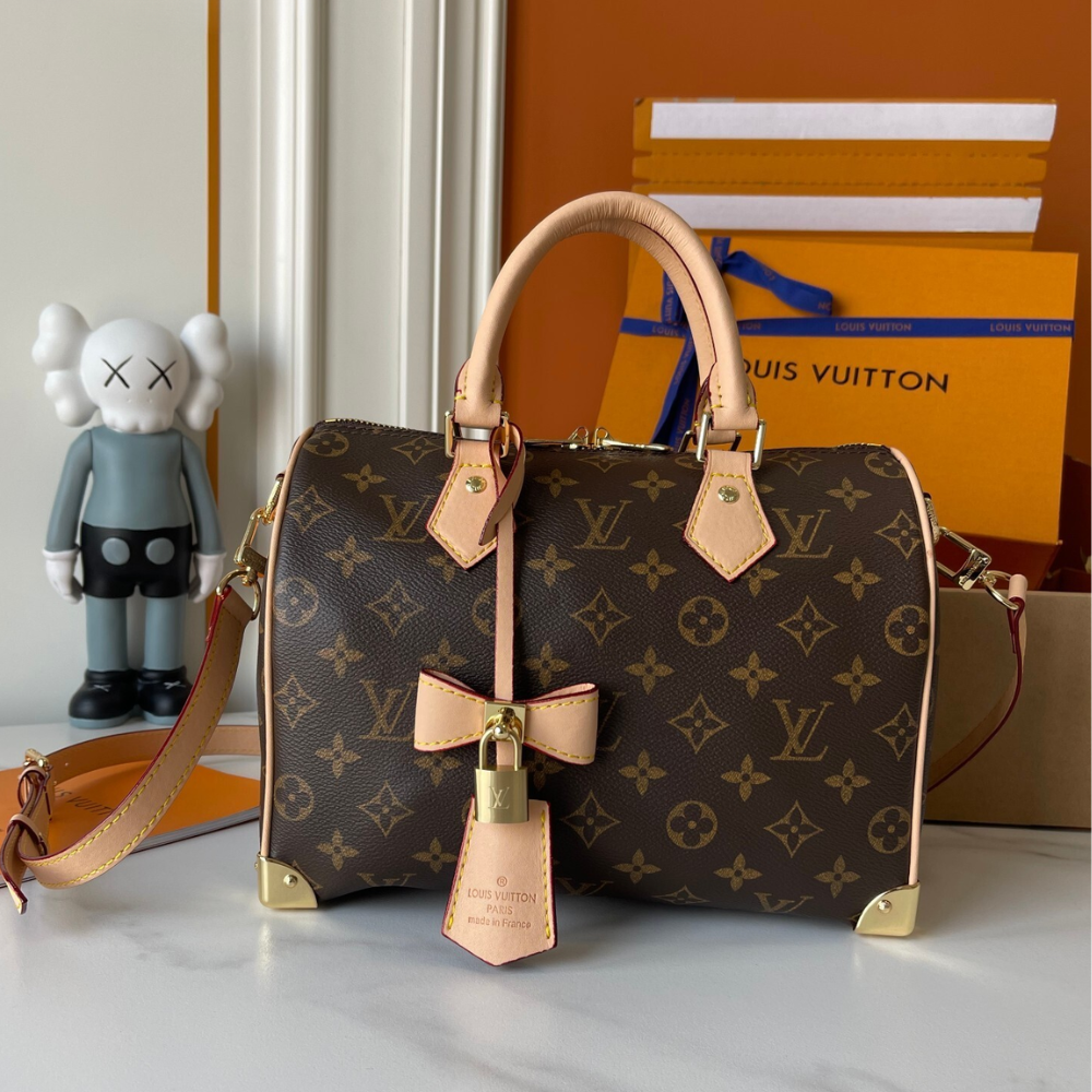 Express shipping-Louis Vuitton Speedy Bandoulière 25 Bag Brown 9.8 Inches M46977