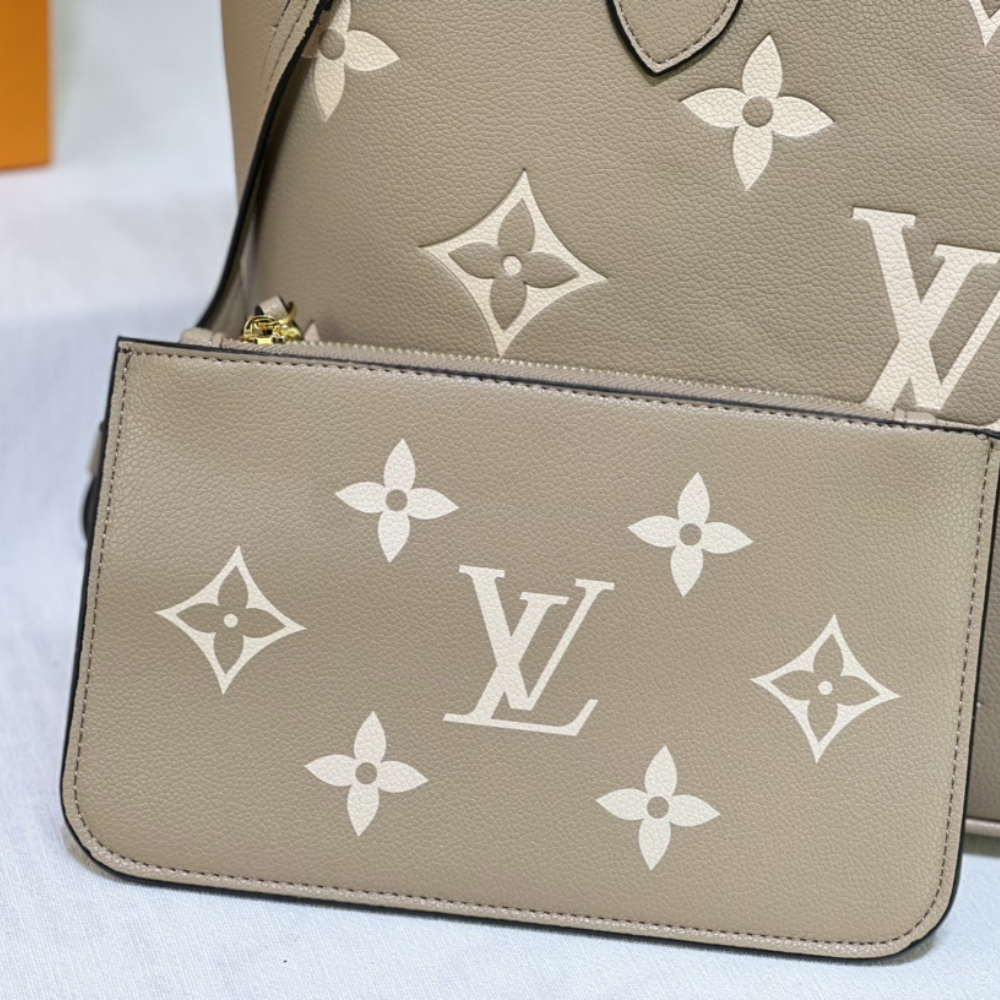 Louis Vuitton Neverfull MM Empreinte Monogram Giant Khaki Cream 12.2 Inches M46329