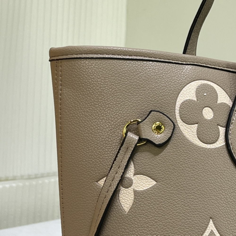 Louis Vuitton Neverfull MM Empreinte Monogram Giant Khaki Cream 12.2 Inches M46329