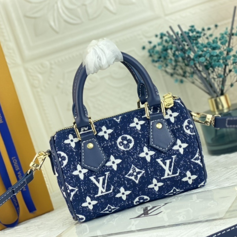 Louis Vuitton Nano Speedy Monogram Denim Blue 8.1 Inches M82950