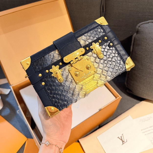 Louis Vuitton Side Trunk Mini Python Navy 7.5 Inches