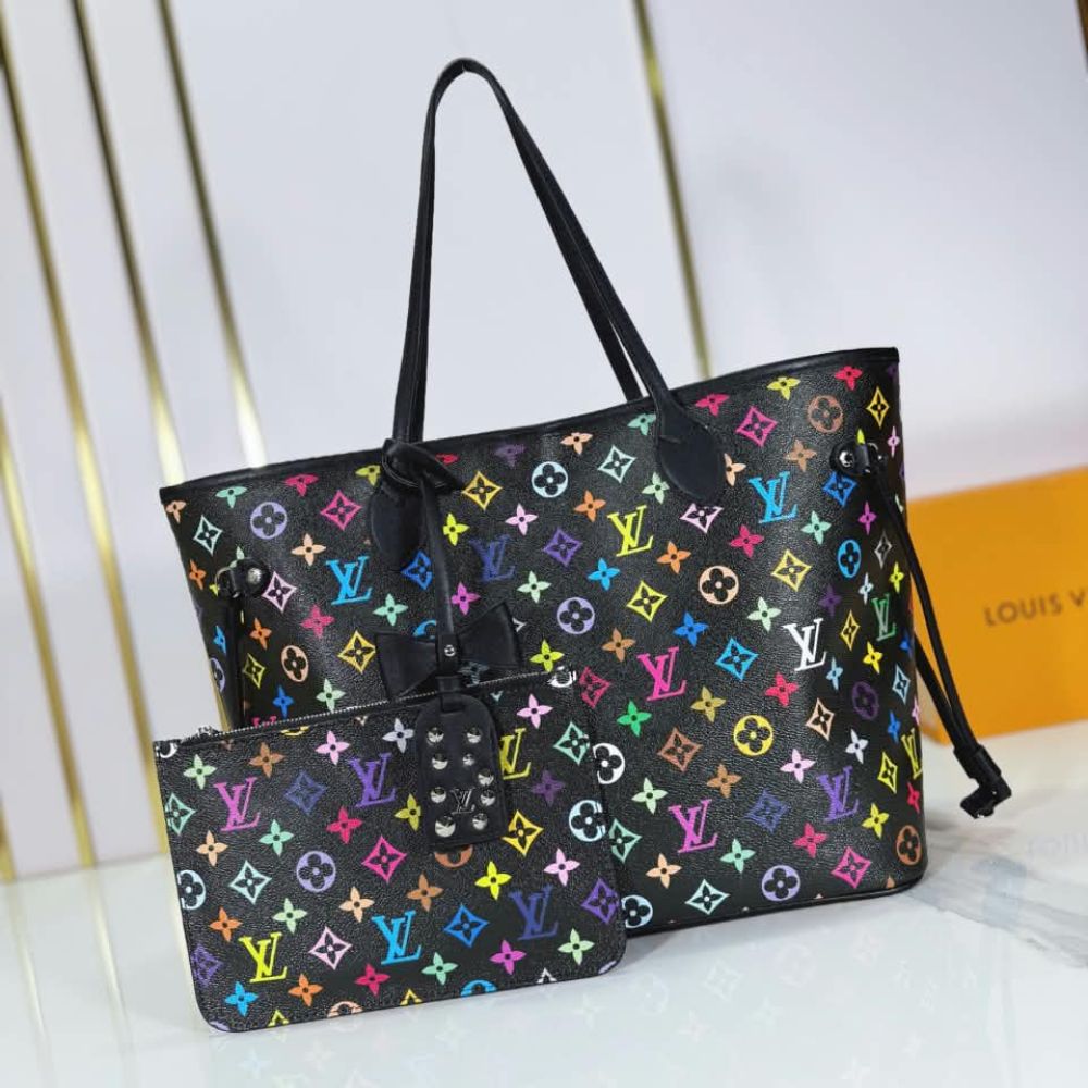 Louis Vuitton Neverfull MM Monogram Multicolore Black 12.2 Inches M40156