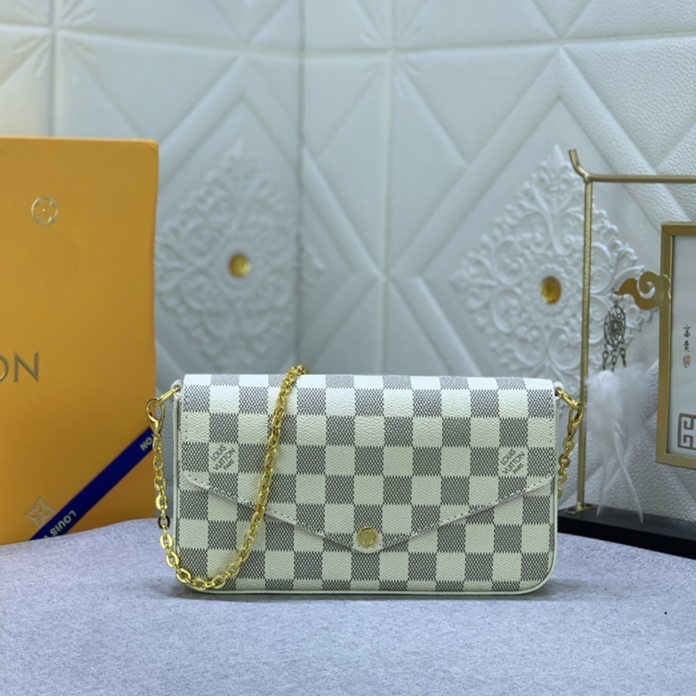 Louis Vuitton Pochette Félicie Damier Azur Pink 8.3 Inches N40491
