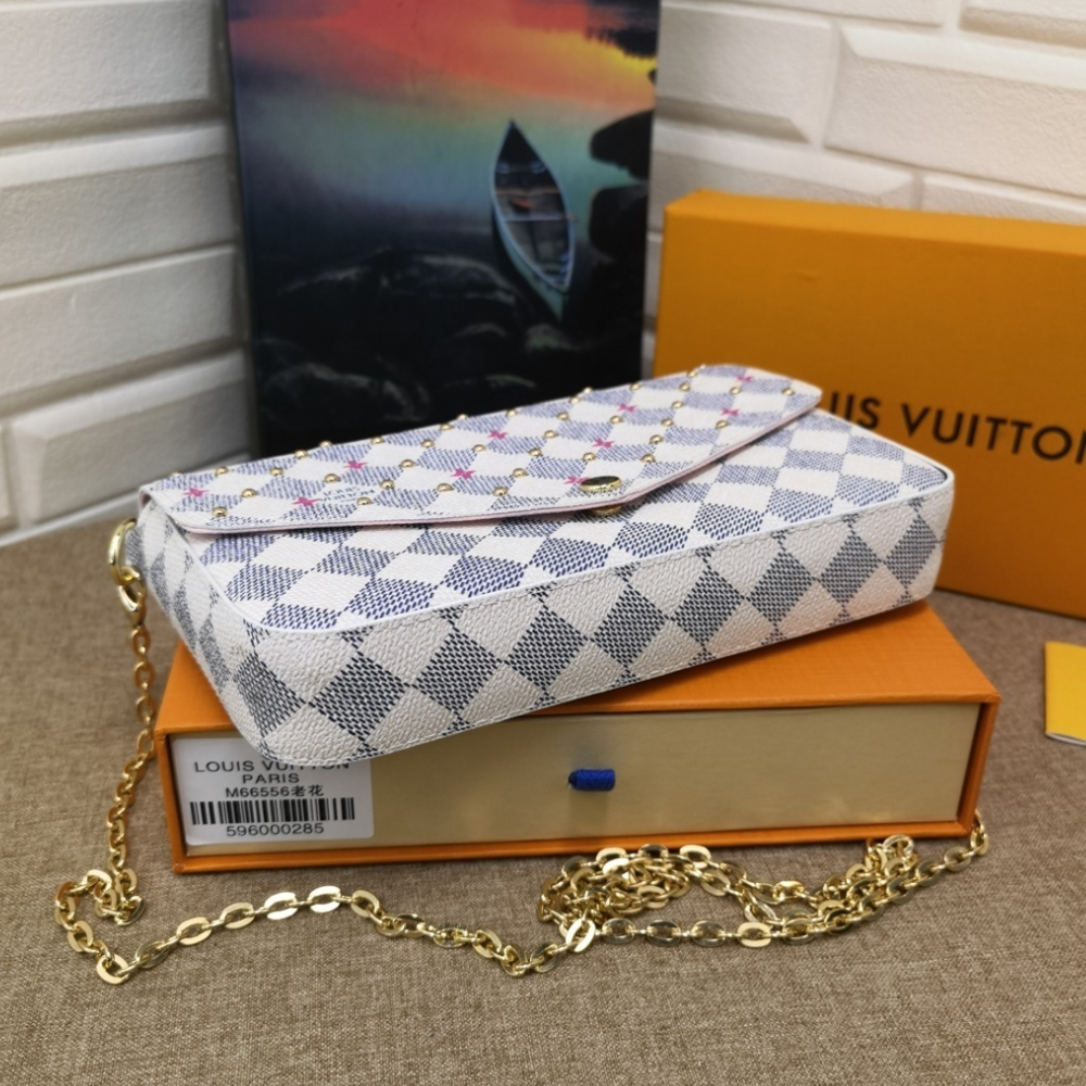 Louis Vuitton Pochette Félicie Damier Azur Fuchsia 8.3 Inches N64616