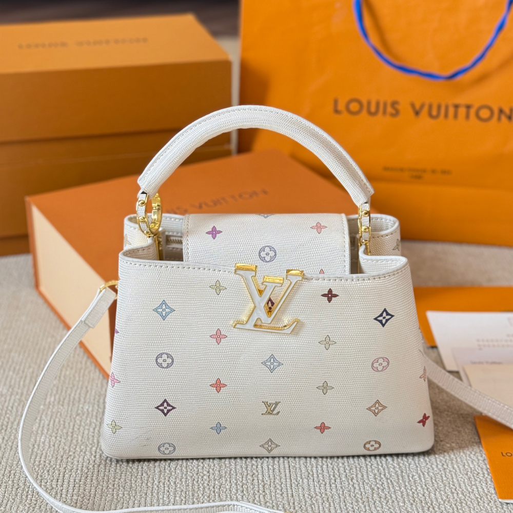 Louis Vuitton Capucines Mini Multicolor Monogram White 7.9 Inches
