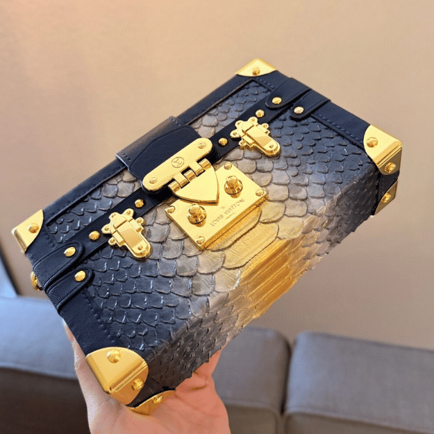 Louis Vuitton Side Trunk Mini Python Navy 7.5 Inches