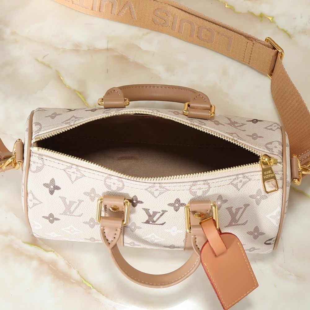Louis Vuitton Keepall Bandoulière 25 Monogram Beige 9.9 Inches