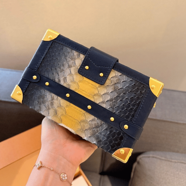Louis Vuitton Side Trunk Mini Python Navy 7.5 Inches