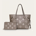 Louis Vuitton Neverfull MM Empreinte Monogram Giant Khaki Cream 12.2 Inches M46329
