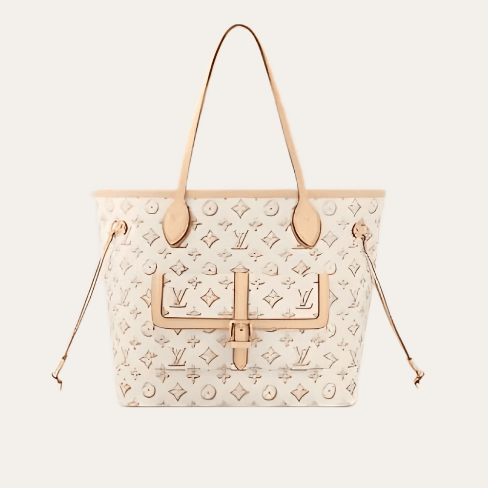 Louis Vuitton Neverfull MM Monogram Empreinte  With Pouch Pocket Beige 12.2 Inches M20921