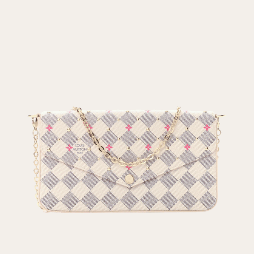Louis Vuitton Pochette Félicie Damier Azur Fuchsia 8.3 Inches N64616