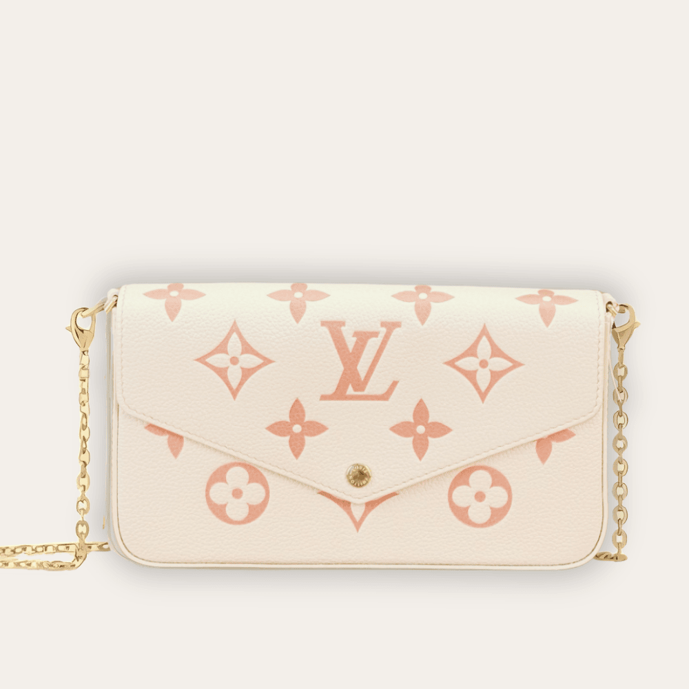 Louis Vuitton Pochette Félicie Monogram Empreinte Latte White / Candy Pink 8.3 Inches M83025