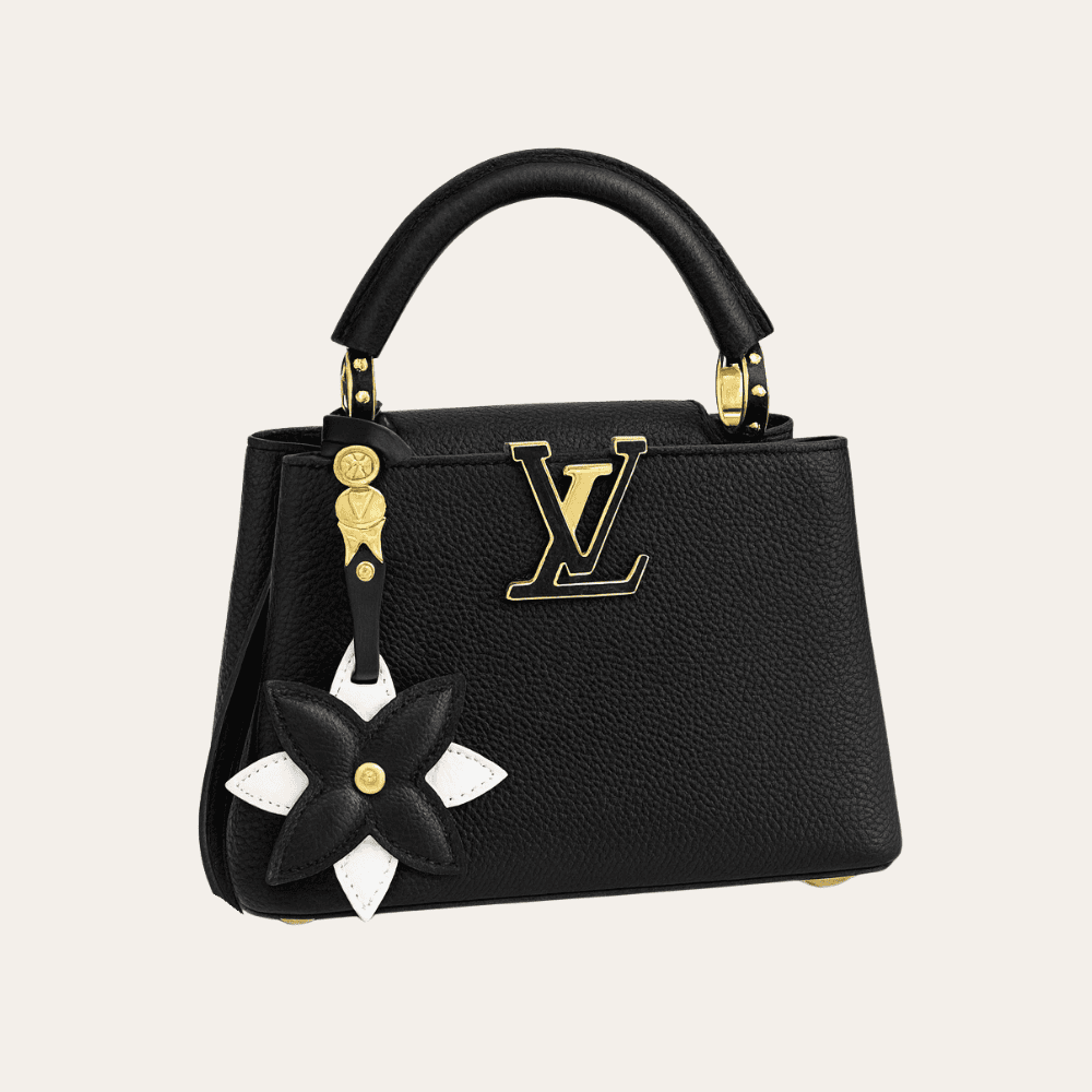 Louis Vuitton Capucines Mini With Flower Charm Black 8.7 Inches