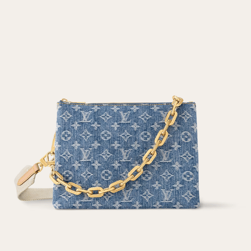 Louis Vuitton Coussin PM New Lv Remix Navy Blue Denim 10.2 Inches M24564